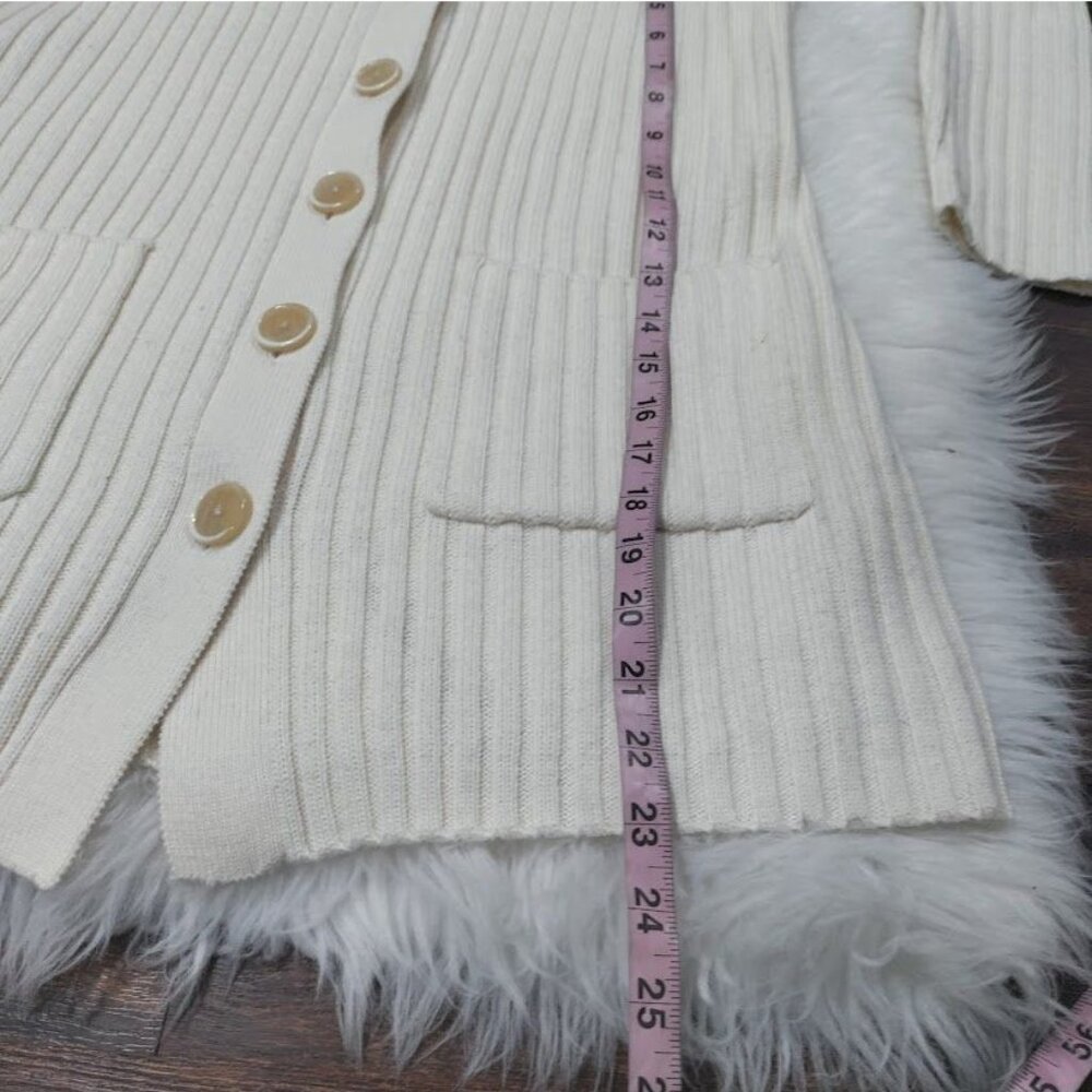 Banana Republic Italian Wool Cardigan L Ribbed Lagenlook Woolblend Preppy - Picture 10 of 11